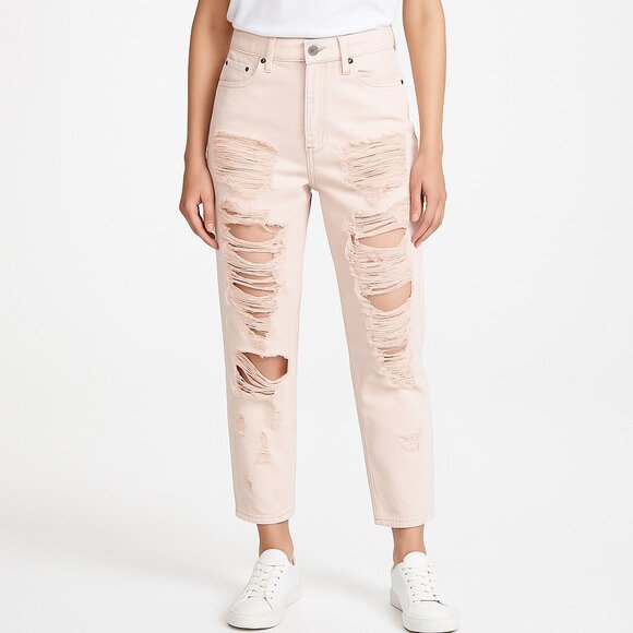 Carmar Pink and Blue Wash Deconstructed High Rise Denim Jeans Womens Size 27 - Picture 1 of 15